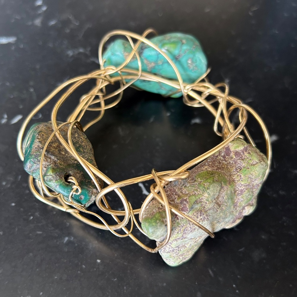 Kazuko Oshima Bracelet with Green Tibetan Turquoise - Picture 3 of 9